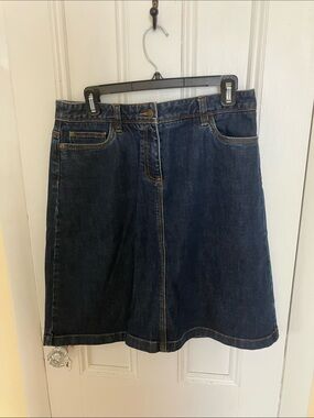 Boden Dark Blue Denim A-Line Skirt